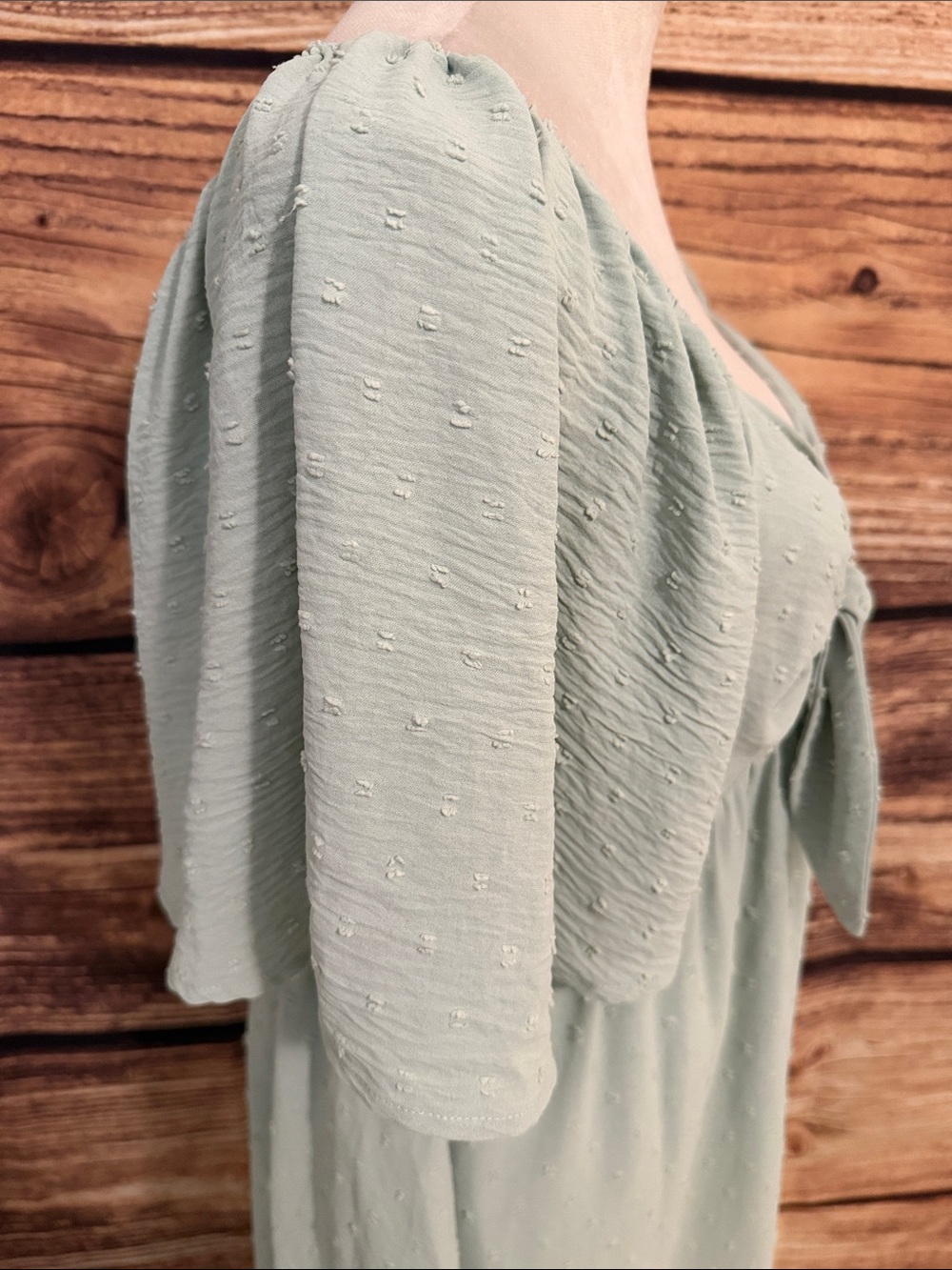 Sage Green Maxi Dress with Front Knot and Flutter Sleeves - Picture 4 of 7